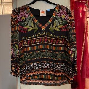 FARM Rio Multicolor Floral Striped Blouse